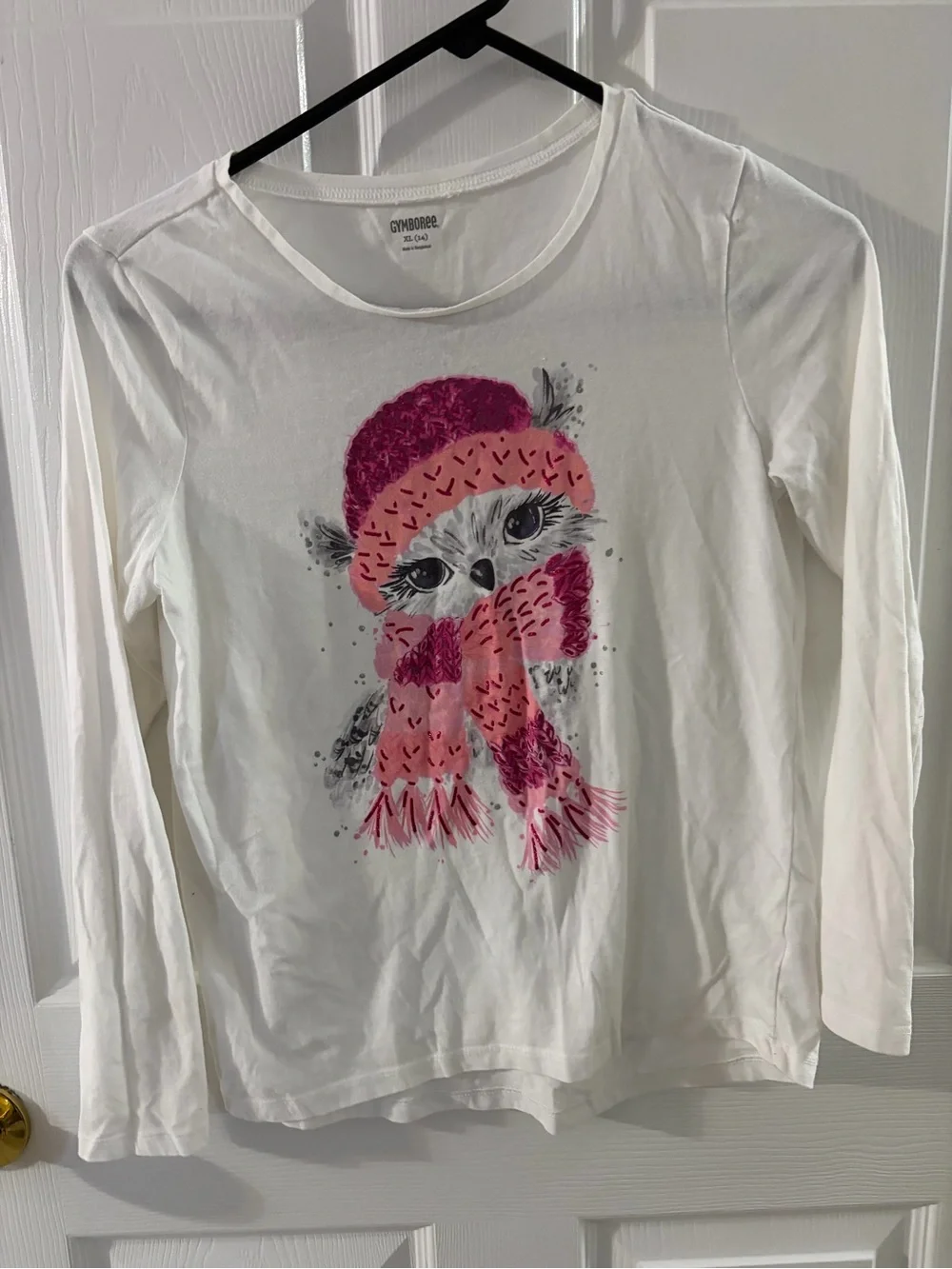 Gymboree White Girls Long Sleeve Tee with Owl Accent